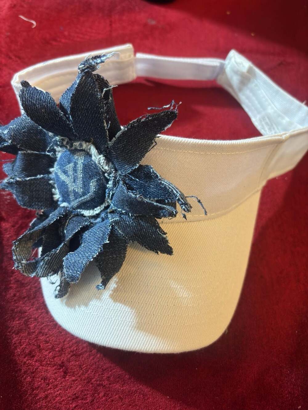 Handmade Reworked Denim Flower Visor - One of a Kind